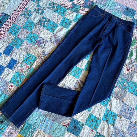 Vintage 80s/90s Wrangler Dark Denim High Waist Straight Western Jeans USA 29x34 - Picture 1 of 6
